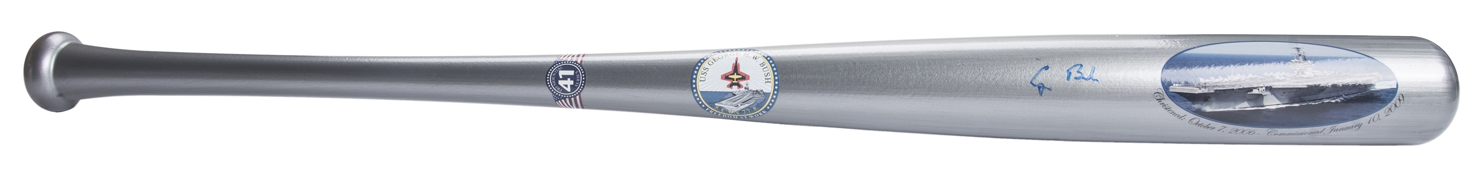 George H.W. Bush Signed U.S.S. George HW Bush Aircraft Carrier Baseball Bat (Beckett)